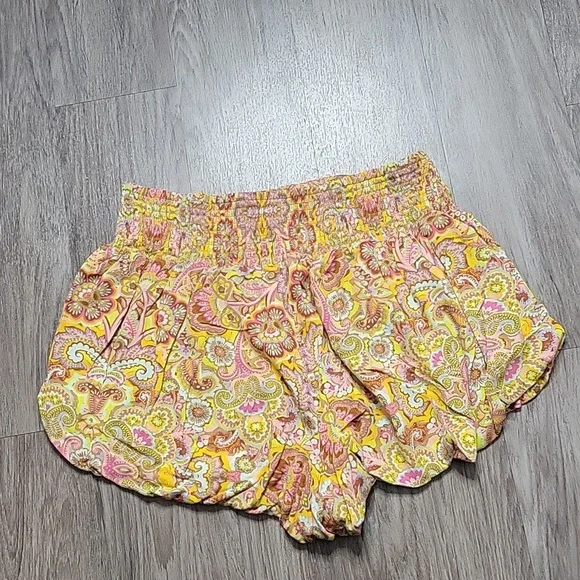 Free People La Rochelle Bubble Shorts High Rise Smocked Waist Paisley Floral XL - Picture 8 of 12